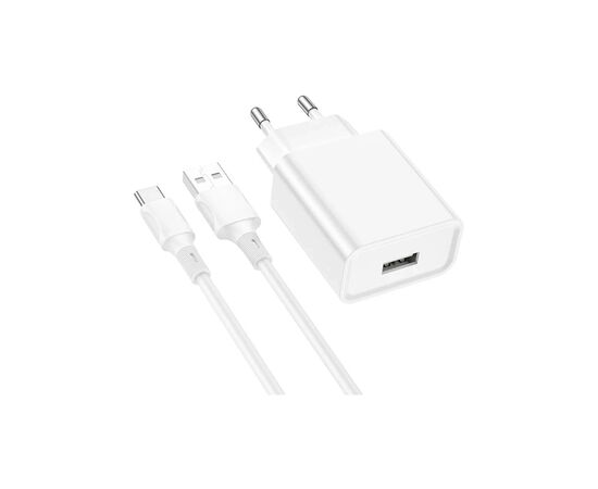 Зарядное устройство BOROFONE BA74A Aspirer USB + cable USB to USB-C White (6974443388671)