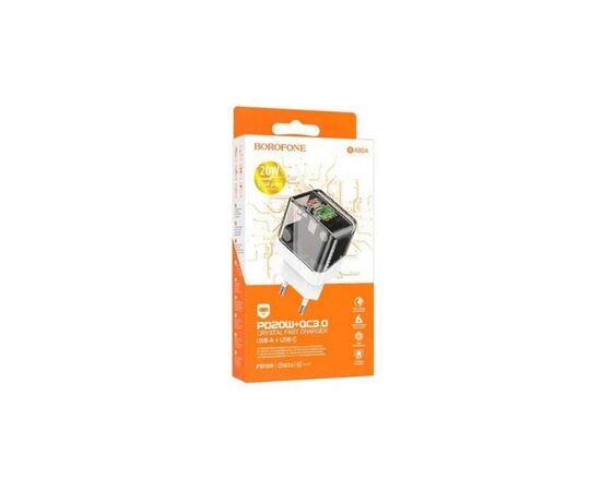 Зарядное устройство BOROFONE BA80A Scenery 1xUSB-C PD20W + 1xUSB QC3.0 Transparent Black (6941991105159), изображение 2 Зарядное устройство BOROFONE BA80A Scenery 1xUSB-C PD20W + 1xUSB QC3.0 Transparent Black (6941991105159), изображение 2