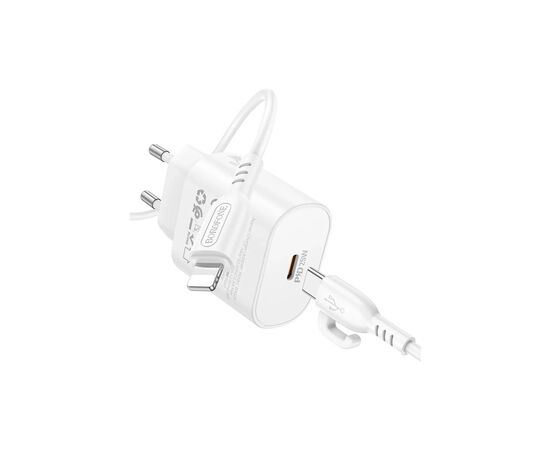Зарядное устройство BOROFONE BA82A Platinum USB-C PD25W + cable USB-C to Lightning White (6941991112263), изображение 6 Зарядное устройство BOROFONE BA82A Platinum USB-C PD25W + cable USB-C to Lightning White (6941991112263), изображение 6