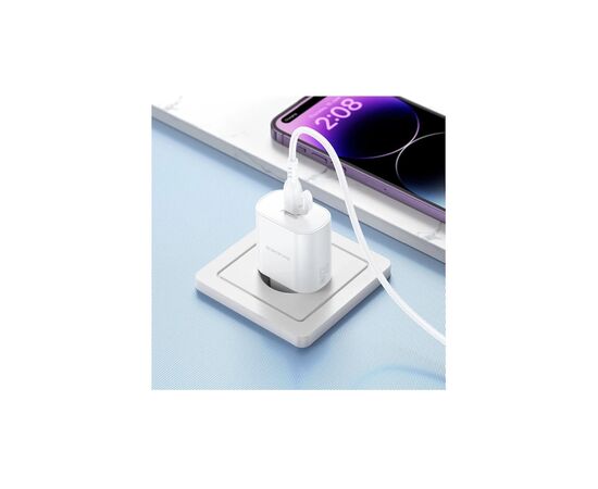 Зарядное устройство BOROFONE BA82A Platinum USB-C PD25W + cable USB-C to Lightning White (6941991112263), изображение 8 Зарядное устройство BOROFONE BA82A Platinum USB-C PD25W + cable USB-C to Lightning White (6941991112263), изображение 8