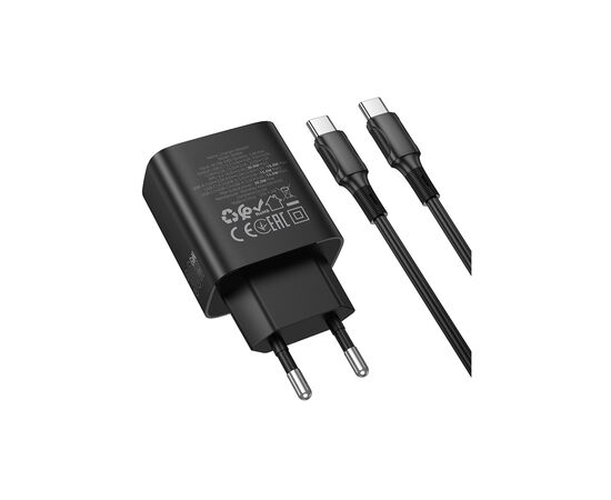Зарядное устройство BOROFONE BA98A Ilustre 2xUSB-C + 1xUSB-A PD30W digital display + cable USB-C to USB-C Black (6941991120534), изображение 6 Зарядное устройство BOROFONE BA98A Ilustre 2xUSB-C + 1xUSB-A PD30W digital display + cable USB-C to USB-C Black (6941991120534), изображение 6