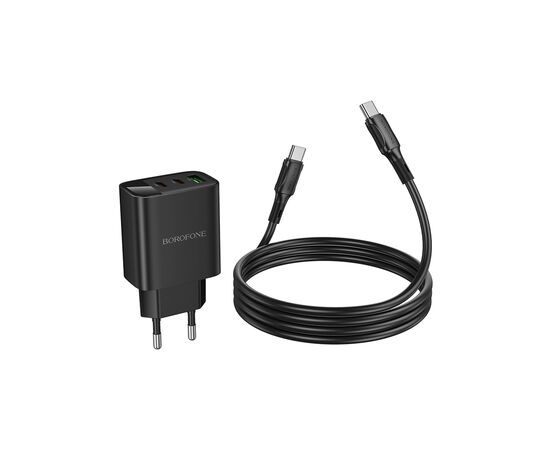 Зарядное устройство BOROFONE BA98A Ilustre 2xUSB-C + 1xUSB-A PD30W digital display + cable USB-C to USB-C Black (6941991120534), изображение 7 Зарядное устройство BOROFONE BA98A Ilustre 2xUSB-C + 1xUSB-A PD30W digital display + cable USB-C to USB-C Black (6941991120534), изображение 7