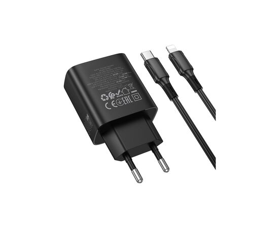 Зарядное устройство BOROFONE BA98A Ilustre 2xUSB-C + 1xUSB-A PD30W digital display + cable USB-C to Lightning Black (6941991120527), изображение 6 Зарядное устройство BOROFONE BA98A Ilustre 2xUSB-C + 1xUSB-A PD30W digital display + cable USB-C to Lightning Black (6941991120527), изображение 6