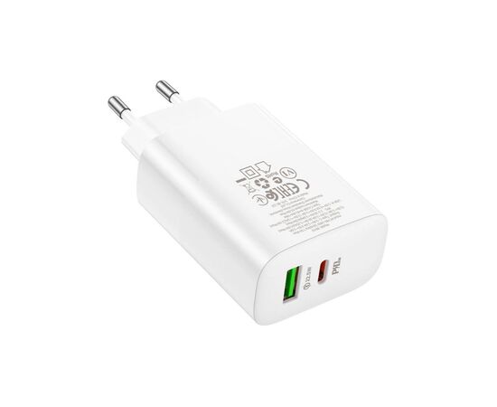 Зарядное устройство BOROFONE BN10 Sunlight 1xUSB-C PD65W + 1xUSB-A White (6974443388190), изображение 6 Зарядное устройство BOROFONE BN10 Sunlight 1xUSB-C PD65W + 1xUSB-A White (6974443388190), изображение 6