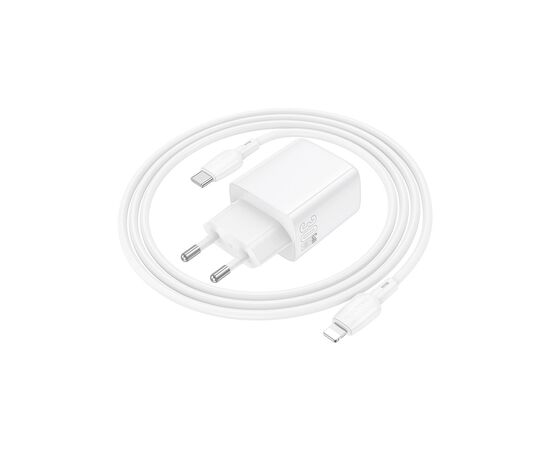 Зарядное устройство BOROFONE BN28 Fuente USB-C PD30W + cable USB-C to Lightning White (6941991120305), изображение 5 Зарядное устройство BOROFONE BN28 Fuente USB-C PD30W + cable USB-C to Lightning White (6941991120305), изображение 5