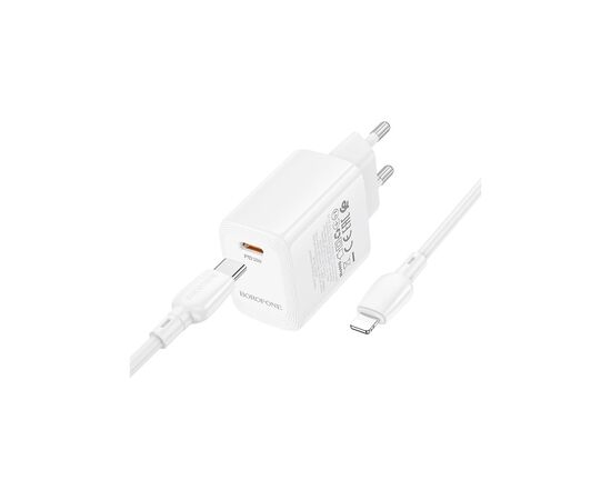 Зарядное устройство BOROFONE BN28 Fuente USB-C PD30W + cable USB-C to Lightning White (6941991120305), изображение 6 Зарядное устройство BOROFONE BN28 Fuente USB-C PD30W + cable USB-C to Lightning White (6941991120305), изображение 6