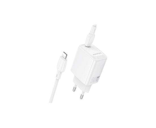 Зарядное устройство BOROFONE BN28 Fuente USB-C PD30W + cable USB-C to Lightning White (6941991120305), изображение 7 Зарядное устройство BOROFONE BN28 Fuente USB-C PD30W + cable USB-C to Lightning White (6941991120305), изображение 7