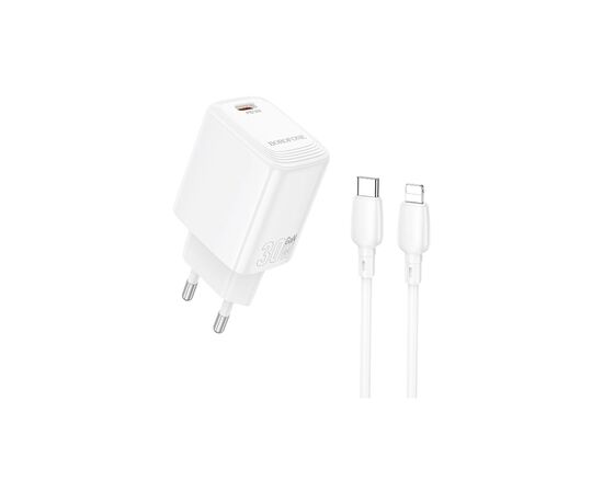 Зарядний пристрій BOROFONE BN28 Fuente USB-C PD30W + cable USB-C to Lightning White (6941991120305)