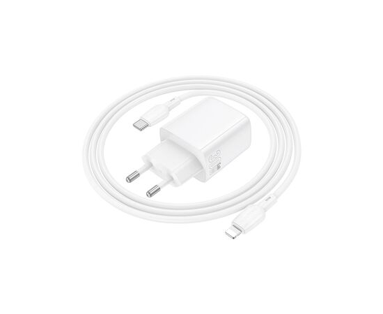 Зарядное устройство BOROFONE BN29 Fuente 1xUSB-C PD30W + 1xUSB QC3.0 + cable USB-C to Lightning White (6941991120336), изображение 6 Зарядное устройство BOROFONE BN29 Fuente 1xUSB-C PD30W + 1xUSB QC3.0 + cable USB-C to Lightning White (6941991120336), изображение 6
