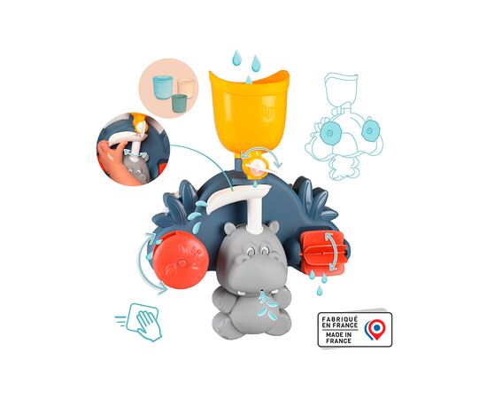 Игрушка для ванной Smoby Little Водяная мельница. Бегемот", с аксессуарами (140405), изображение 3 Игрушка для ванной Smoby Little Водяная мельница. Бегемот", с аксессуарами (140405), изображение 3