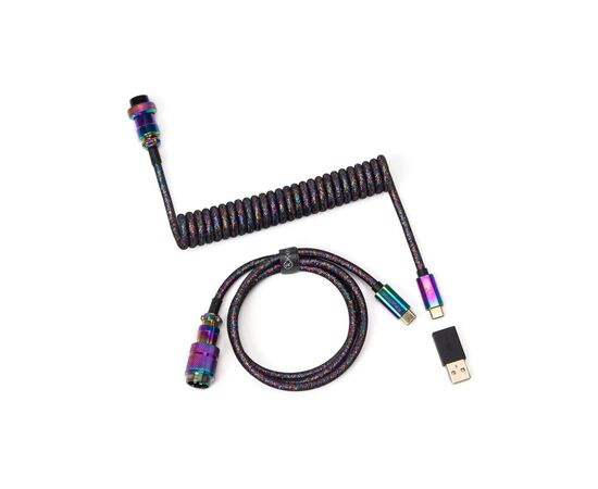 Дата кабель USB 2.0 AM to USB-C 1.08m Premium Coiled Aviator Straight rainbow plated black Keychron (CAB5_KEYCHRON)