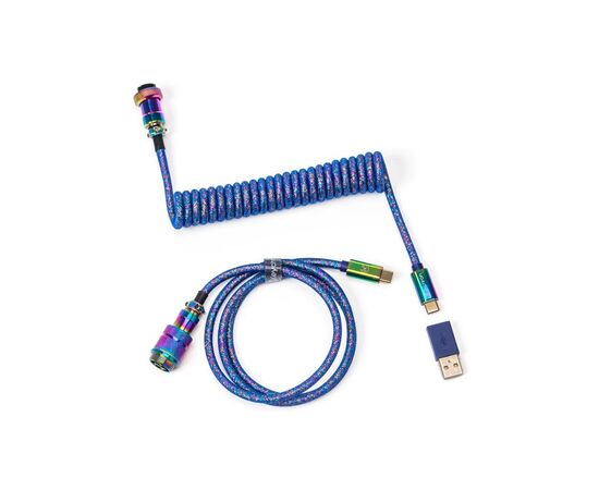 Дата кабель USB 2.0 AM to USB-C 1.08m Premium Coiled Aviator Straight rainbow plated blue Keychron (CAB6_KEYCHRON)