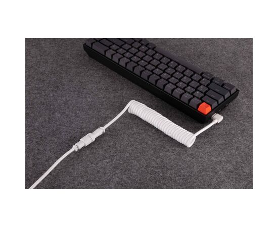 Дата кабель USB-C + USB A to USB-C 1.36m Coiled Angled Aviator white Keychron (CAB9_KEYCHRON), изображение 5 Дата кабель USB-C + USB A to USB-C 1.36m Coiled Angled Aviator white Keychron (CAB9_KEYCHRON), изображение 5