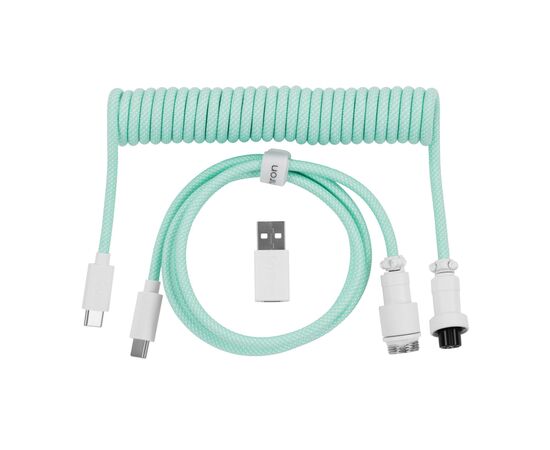 Дата кабель USB-C + USB A to USB-C 1.36m Coiled Aviator mint Keychron (CAB18_KEYCHRON)