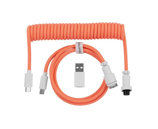 Дата кабель USB-C + USB A to USB-C 1.36m Coiled Aviator orange Keychron (CAB14_KEYCHRON)