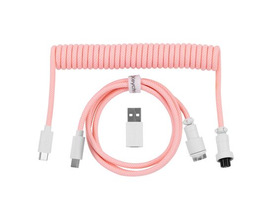 Дата кабель USB-C + USB A to USB-C 1.36m Coiled Aviator pink Keychron (CAB15_KEYCHRON)