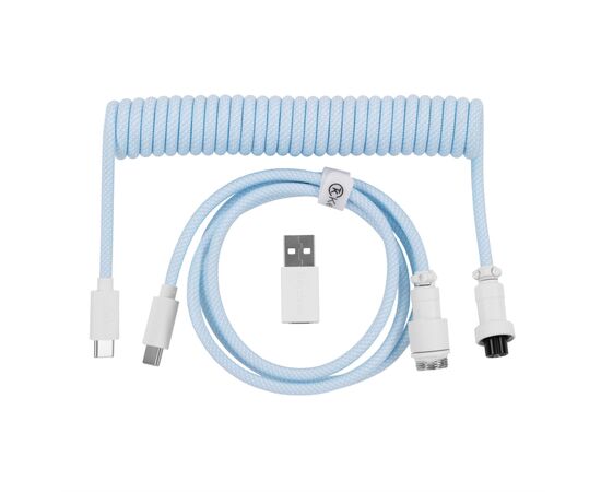 Дата кабель USB-C + USB A to USB-C 1.36m Coiled Aviator blue Keychron (CAB19_KEYCHRON)