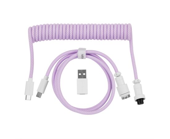 Дата кабель USB-C + USB A to USB-C 1.36m Coiled Aviator purple Keychron (CAB17_KEYCHRON)