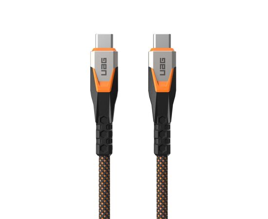 Дата кабель USB-C to USB-C 0.75m v3.2 240W Rugged double braided nylon black+orange UAG (9B4415114097), изображение 3