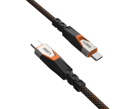 Дата кабель USB-C to USB-C 0.75m v3.2 240W Rugged double braided nylon black+orange UAG (9B4415114097), изображение 5