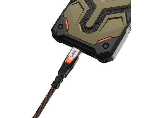 Дата кабель USB-C to USB-C 0.75m v3.2 240W Rugged double braided nylon black+orange UAG (9B4415114097), изображение 7