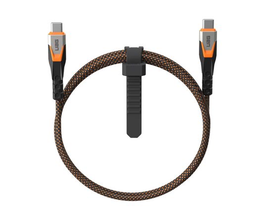 Дата кабель USB-C to USB-C 0.75m v3.2 240W Rugged double braided nylon black+orange UAG (9B4415114097)