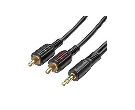 Кабель мультимедийный 3.5mm M to 2xRCA 1.5m Black BOROFONE (6974443382204), изображение 3 Кабель мультимедийный 3.5mm M to 2xRCA 1.5m Black BOROFONE (6974443382204), изображение 3