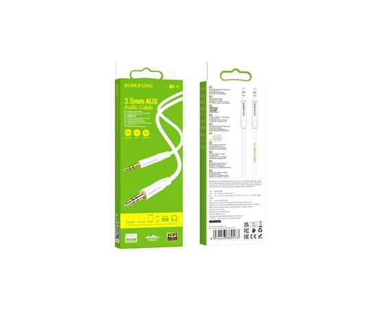 Кабель мультимедийный 3.5mm M to 3.5mm M 16 white BOROFONE (6974443389173), изображение 3 Кабель мультимедийный 3.5mm M to 3.5mm M 16 white BOROFONE (6974443389173), изображение 3