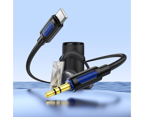 Кабель мультимедийный USB-C to 3.5mm M 1.0m silicone black BOROFONE (6941991114410), изображение 5 Кабель мультимедийный USB-C to 3.5mm M 1.0m silicone black BOROFONE (6941991114410), изображение 5