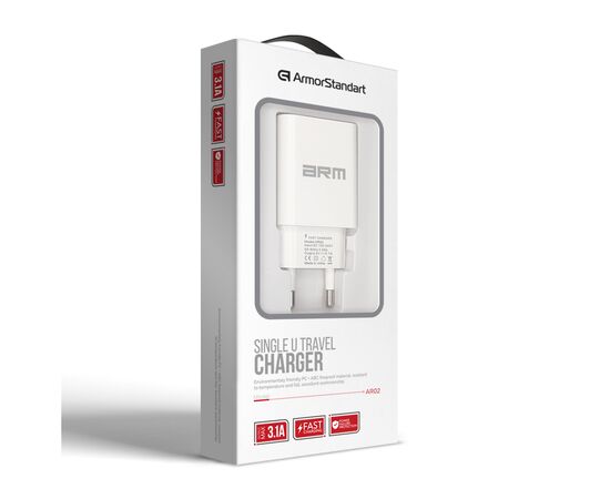 Зарядное устройство Armorstandart AR02 Basic USB 3.1A White (ARM59714), изображение 7 Зарядное устройство Armorstandart AR02 Basic USB 3.1A White (ARM59714), изображение 7