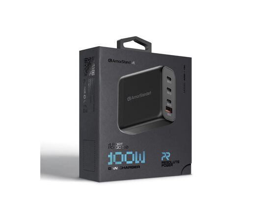 Зарядное устройство Armorstandart ARP-131 Resolute Power USB-C 100W GaN Black (ARM70024), изображение 12 Зарядное устройство Armorstandart ARP-131 Resolute Power USB-C 100W GaN Black (ARM70024), изображение 12