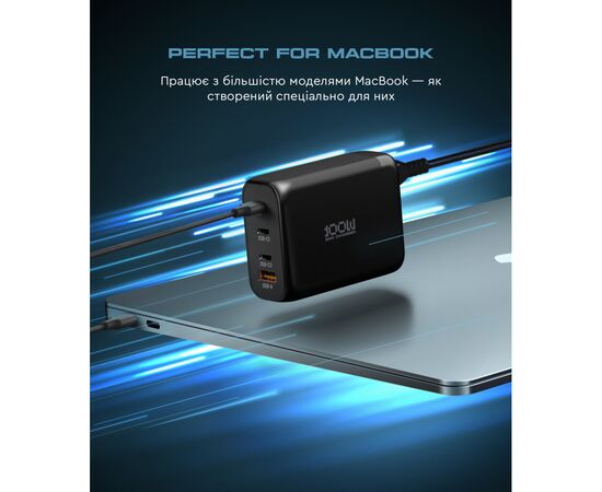 Зарядное устройство Armorstandart ARP-131 Resolute Power USB-C 100W GaN Black (ARM70024), изображение 6 Зарядное устройство Armorstandart ARP-131 Resolute Power USB-C 100W GaN Black (ARM70024), изображение 6