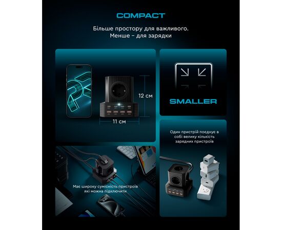 Зарядное устройство Armorstandart ARP-544 Resolute Power USB-C 100W GaN 2m Black (ARM73177), изображение 5 Зарядное устройство Armorstandart ARP-544 Resolute Power USB-C 100W GaN 2m Black (ARM73177), изображение 5