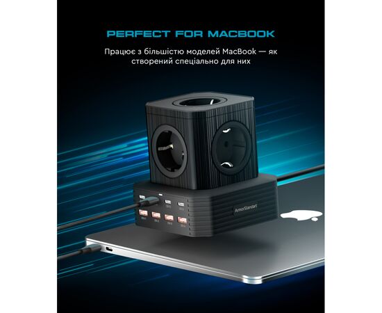 Зарядное устройство Armorstandart ARP-544 Resolute Power USB-C 100W GaN 2m Black (ARM73177), изображение 6 Зарядное устройство Armorstandart ARP-544 Resolute Power USB-C 100W GaN 2m Black (ARM73177), изображение 6