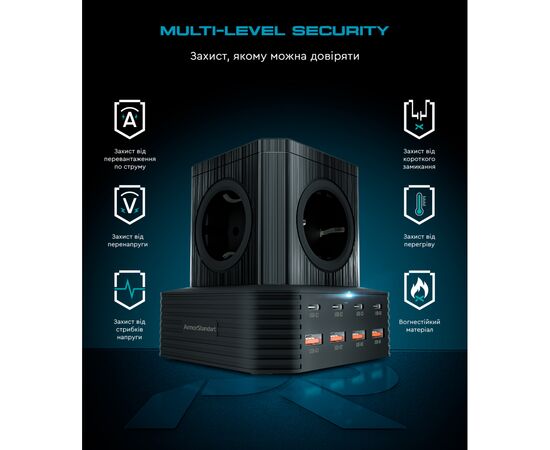 Зарядное устройство Armorstandart ARP-544 Resolute Power USB-C 100W GaN 2m Black (ARM73177), изображение 7 Зарядное устройство Armorstandart ARP-544 Resolute Power USB-C 100W GaN 2m Black (ARM73177), изображение 7