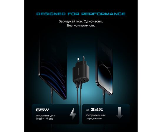 Зарядное устройство Armorstandart ARP-621 Resolute Power USB-C 65W GaN Black (ARM70023), изображение 3 Зарядное устройство Armorstandart ARP-621 Resolute Power USB-C 65W GaN Black (ARM70023), изображение 3