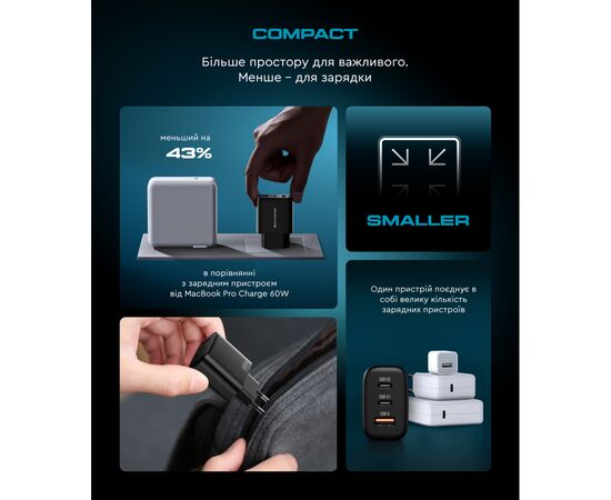 Зарядное устройство Armorstandart ARP-621 Resolute Power USB-C 65W GaN Black (ARM70023), изображение 9 Зарядное устройство Armorstandart ARP-621 Resolute Power USB-C 65W GaN Black (ARM70023), изображение 9