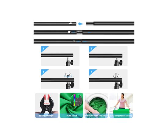 Фон Puluz PKT5205 background set with mount 290x200 cm green, blue, red (PKT5205), изображение 2 Фон Puluz PKT5205 background set with mount 290x200 cm green, blue, red (PKT5205), изображение 2