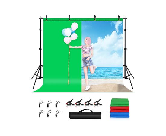 Фон Puluz PKT5205 background set with mount 290x200 cm green, blue, red (PKT5205)