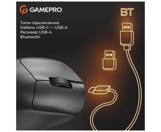Мышка GamePro Genesis Avenger Wireless/Bluetooth/USB Black (GM096B), изображение 2 Мышка GamePro Genesis Avenger Wireless/Bluetooth/USB Black (GM096B), изображение 2