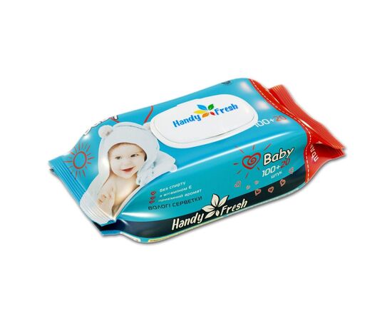 Дитячі вологі серветки Handy Fresh з клапаном, 100+20 шт (4820237500229)