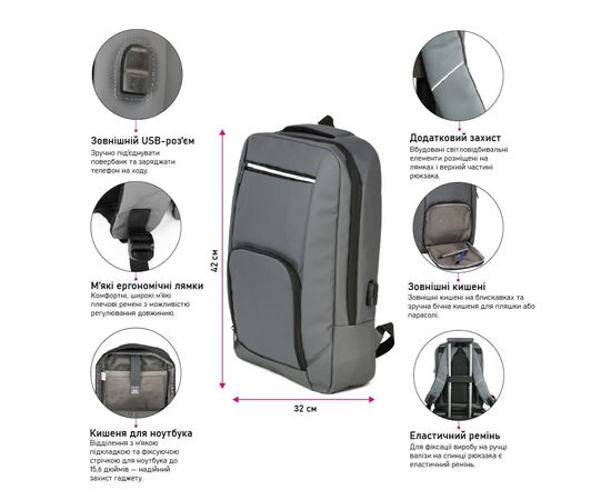 Рюкзак туристический NikiBo Essential 16л сірий (30011205-07), изображение 3 Рюкзак туристический NikiBo Essential 16л сірий (30011205-07), изображение 3