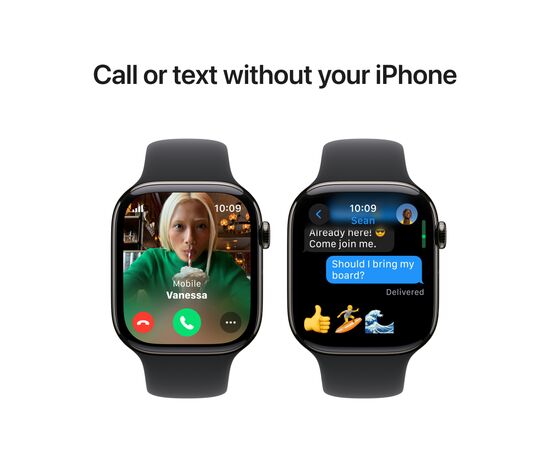 Смарт-годинник Apple Watch Series 10 GPS + Cellular 46mm Slate Titanium Case with Black Sport Band - M/L (MWYE3QH/A), зображення 7 Смарт-годинник Apple Watch Series 10 GPS + Cellular 46mm Slate Titanium Case with Black Sport Band - M/L (MWYE3QH/A), зображення 7