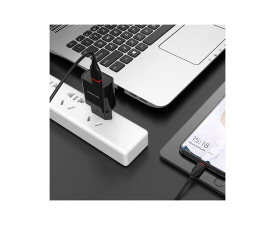Зарядное устройство BOROFONE BA20A Sharp USB + cable USB to Micro 5P 10.5W Black (6931474702135), изображение 8 Зарядное устройство BOROFONE BA20A Sharp USB + cable USB to Micro 5P 10.5W Black (6931474702135), изображение 8