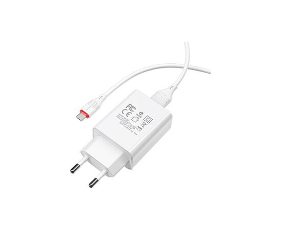 Зарядное устройство BOROFONE BA21A Long Journey USB QC3.0 + cable USB to Micro 5P 18W White (6931474702470), изображение 3 Зарядное устройство BOROFONE BA21A Long Journey USB QC3.0 + cable USB to Micro 5P 18W White (6931474702470), изображение 3