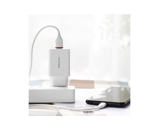 Зарядное устройство BOROFONE BA21A Long Journey USB QC3.0 + cable USB to Micro 5P 18W White (6931474702470), изображение 4 Зарядное устройство BOROFONE BA21A Long Journey USB QC3.0 + cable USB to Micro 5P 18W White (6931474702470), изображение 4