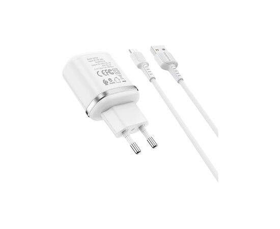 Зарядное устройство BOROFONE BA36A High Speed USB QC3.0 + cable USB to Micro 5P 18W White (6931474715999), изображение 3 Зарядное устройство BOROFONE BA36A High Speed USB QC3.0 + cable USB to Micro 5P 18W White (6931474715999), изображение 3