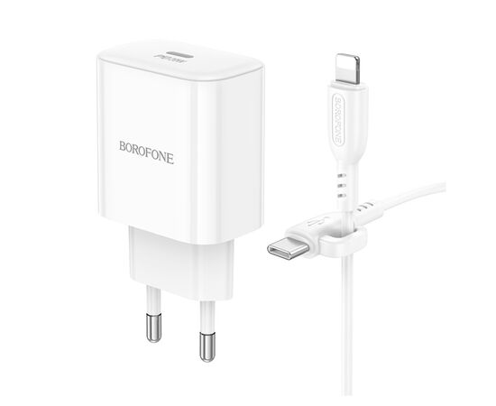 Зарядное устройство BOROFONE BA81A USB-C PD20W + cable USB-C to Lightning White (6941991108198), изображение 3 Зарядное устройство BOROFONE BA81A USB-C PD20W + cable USB-C to Lightning White (6941991108198), изображение 3