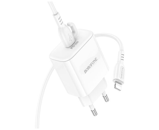 Зарядное устройство BOROFONE BA81A USB-C PD20W + cable USB-C to Lightning White (6941991108198), изображение 4 Зарядное устройство BOROFONE BA81A USB-C PD20W + cable USB-C to Lightning White (6941991108198), изображение 4