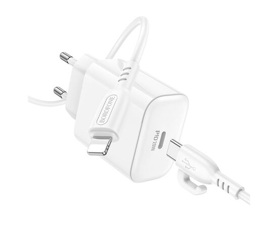 Зарядное устройство BOROFONE BA81A USB-C PD20W + cable USB-C to Lightning White (6941991108198), изображение 5 Зарядное устройство BOROFONE BA81A USB-C PD20W + cable USB-C to Lightning White (6941991108198), изображение 5